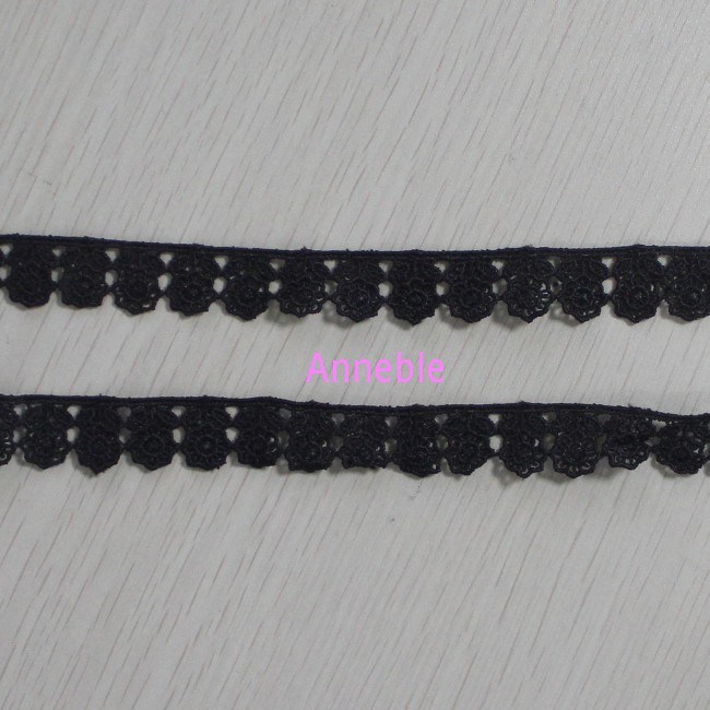 Fashion Black Small Flower Chemical Lace for Dress