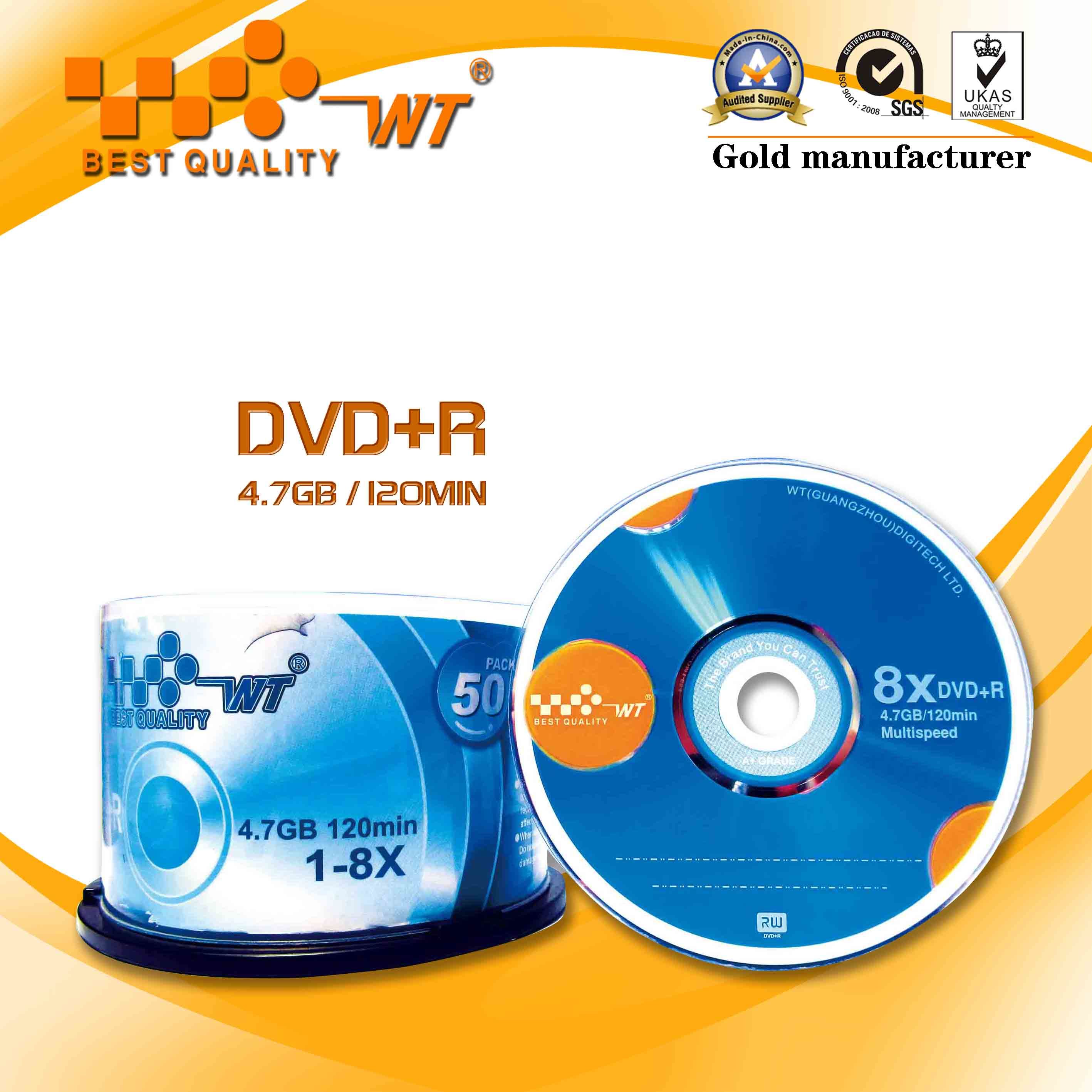 Cake Box Pack Blank DVD+R 8x4.7GB120min with Blue Circle Logo (WT blank DVD+R 8X 052)