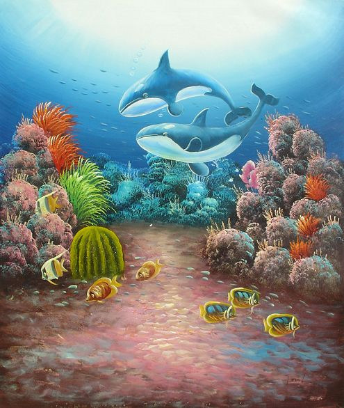 Underwater World Fishes Wall Wallpapers for Home Indoor Wall Decoration (LH-372000)