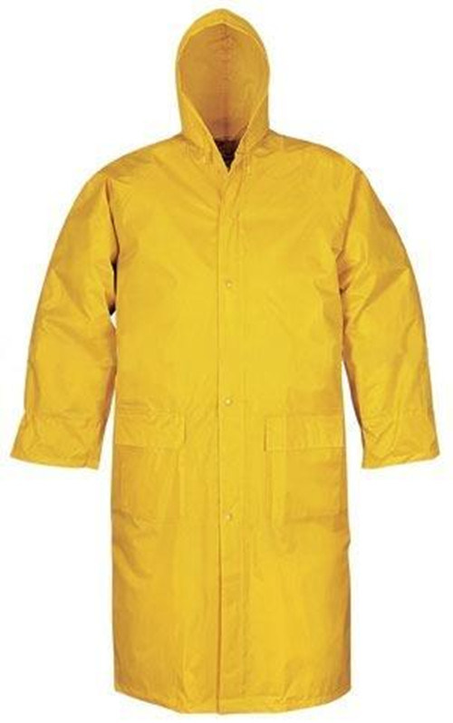 100% Polyester Yellow Color One-Piece Long Raincoat for Adult
