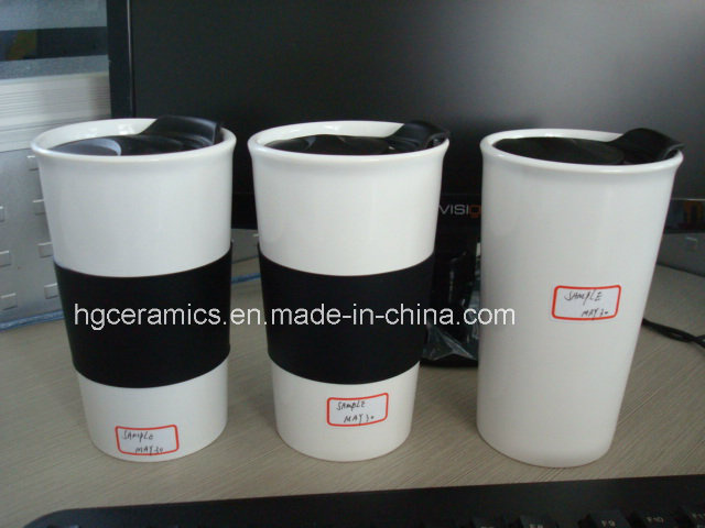 Thermal Porcelain Cup with Silicone Lid, Single Wall