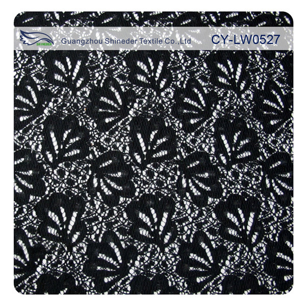 Charming Black Lace Fabric Nylon Cotton Lace Fabric for Underwear Decoration Cy-Lw0527