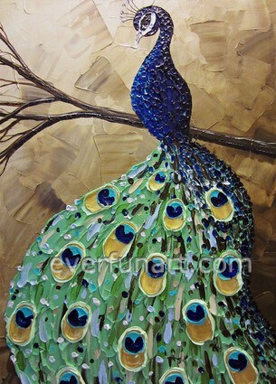 Handmade Knife Animal Peacock Oil Painting