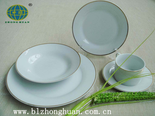 Porcelain Dishwasher Dinner Set Golden Line for Restaurant