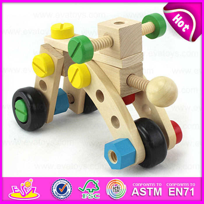 2015 Funny Play Wooden Montessori DIY Screws Toy, Wooden Kids Toy Screw Nut Combination, Wholesale Cheap Wooden Screws Toy W03c012