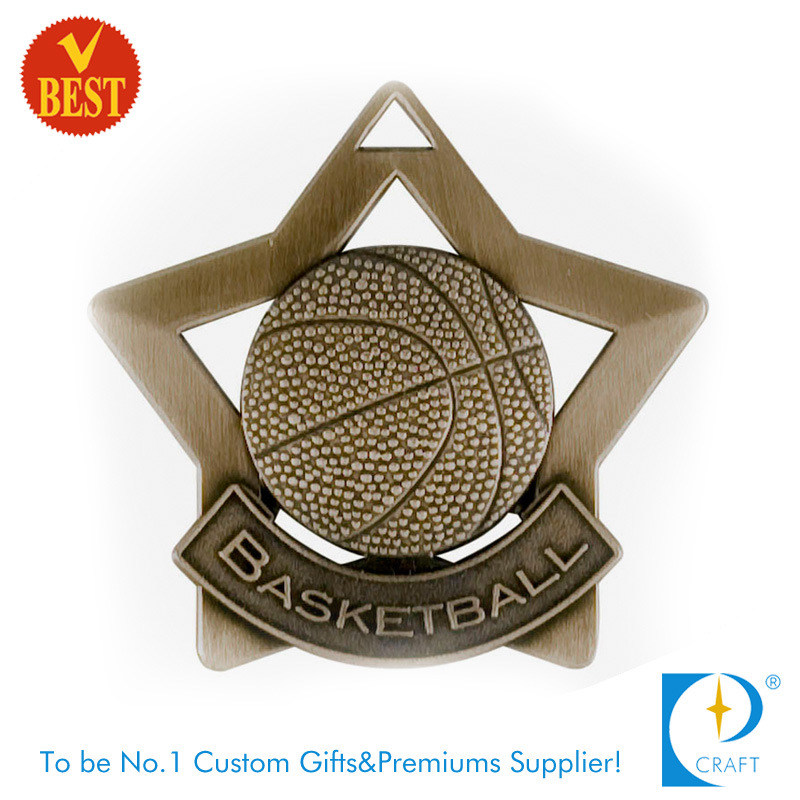 Custom Star Shape Basketball Logo Metal Medal