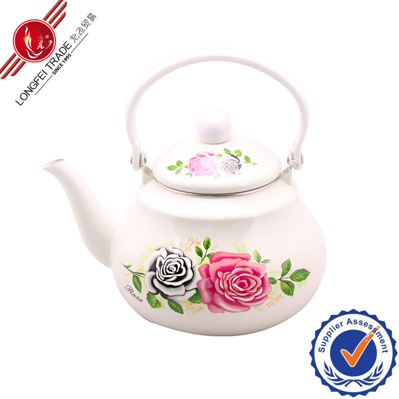 Rose Enamel Teapot with Bakelite Handle