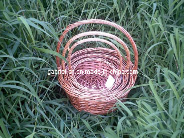 Pink Wicker Flower Basket (WBS022)