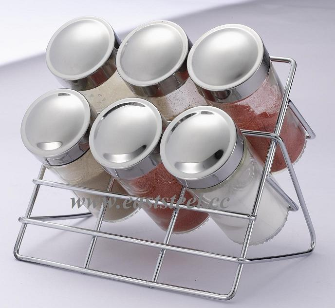70ml Glass Spice Bottle Set with Metal Rack (DG8055)