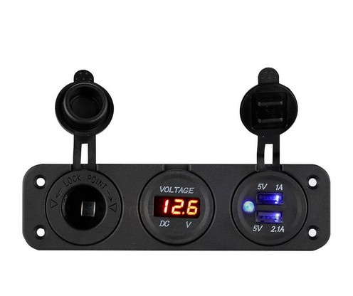 Car Cigarette Lighter Socket Dual USB Adapter Charger Digital Voltmeter