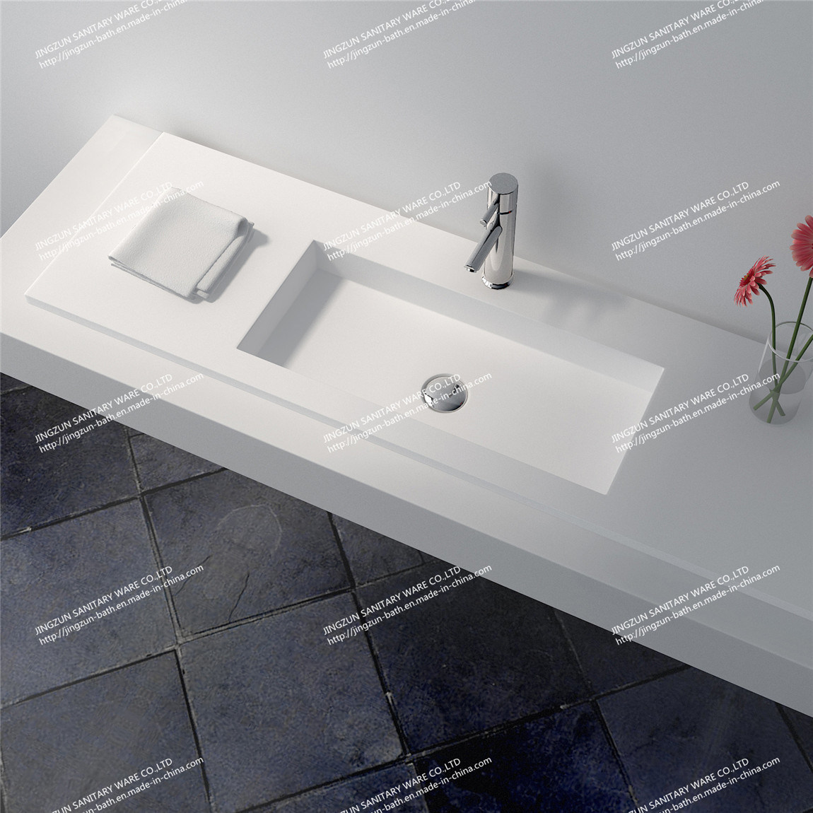 Modern Design Solid Surface Bathroom Mineral Casting Wash Basin/Sink (JZ9028)