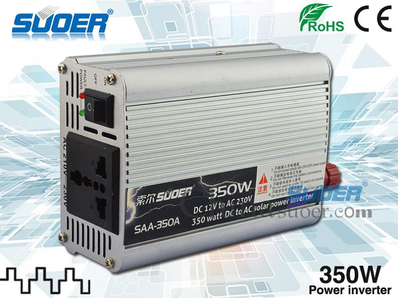 Suoer Factory Price 350W DC 12V to AC 220V Power Inverter (SAA-350A)