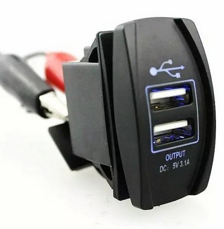 Switch Socket DC 12V 3.1A Motorcycle Car Dual USB Power Charger Port Socket Plug Blue LED Sales