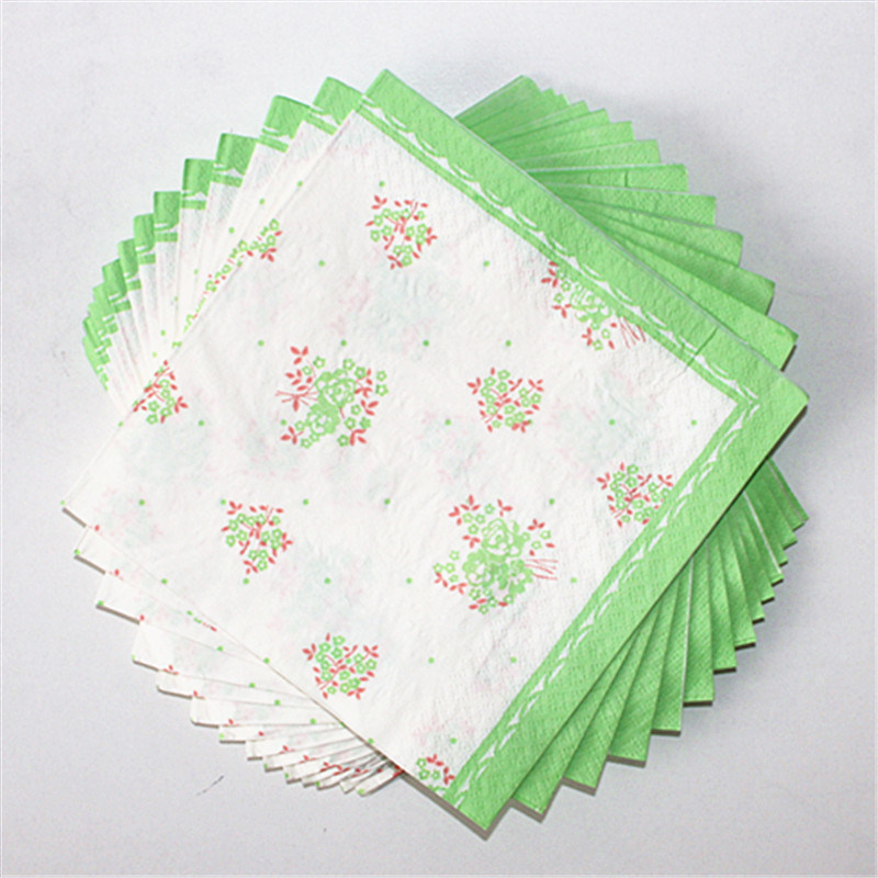 Disposable Party Paper Tableware with Green Flower Printed