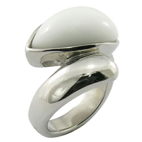 Oval White Stone Mens Ring Steel Jewellery