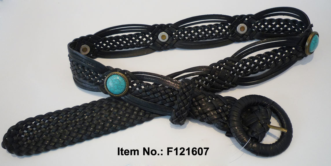 Black Weaving Belt with Agate