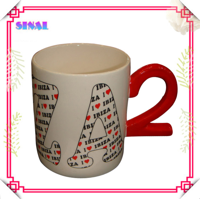 Ceramic 11oz White Coffee Mug with Number Two Handle
