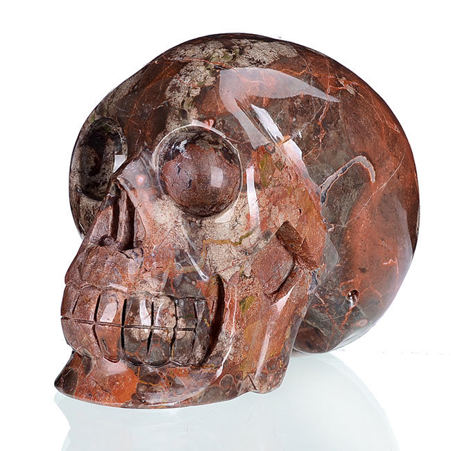 Natural Mongolia Colorful Stone Carved Human Skull Carving #1V50, Crystal Healing
