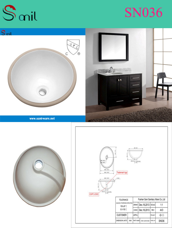 Under Counter Oval Ceramic Wash Sinks (SN036)