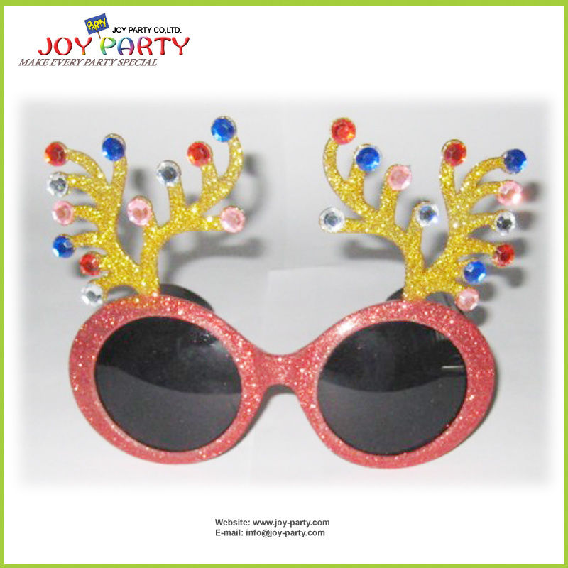 Antler Christmas Party Glasses with Big Eyes