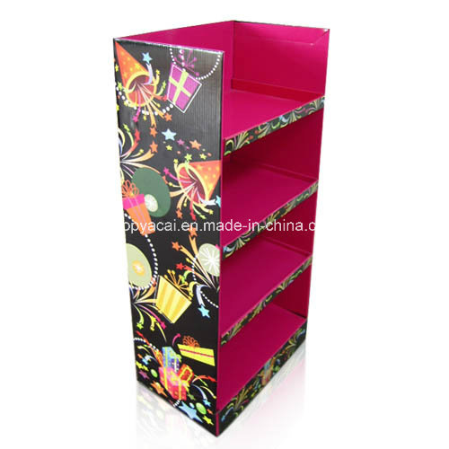 Cardboard Floor Display, Corrugated Display Stands with 4 Shelves Cardboard Display