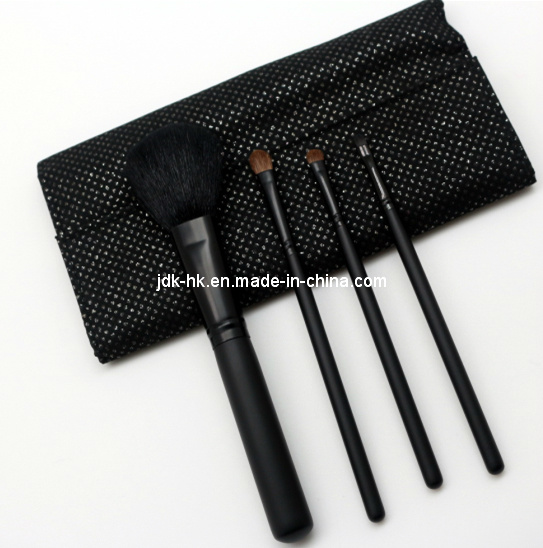 4PCS Black Cosmetic Brush Kit with Fashion Pouch