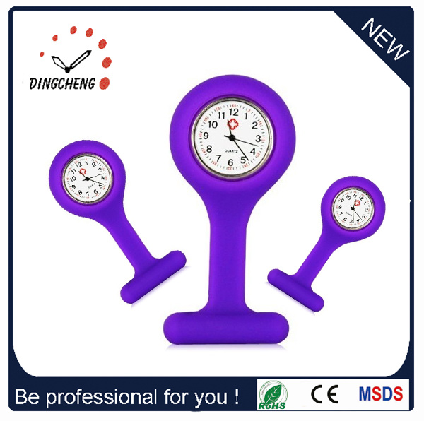 Waterproof FOB Silicone Quartz Watch with Brooch (DC-1146)