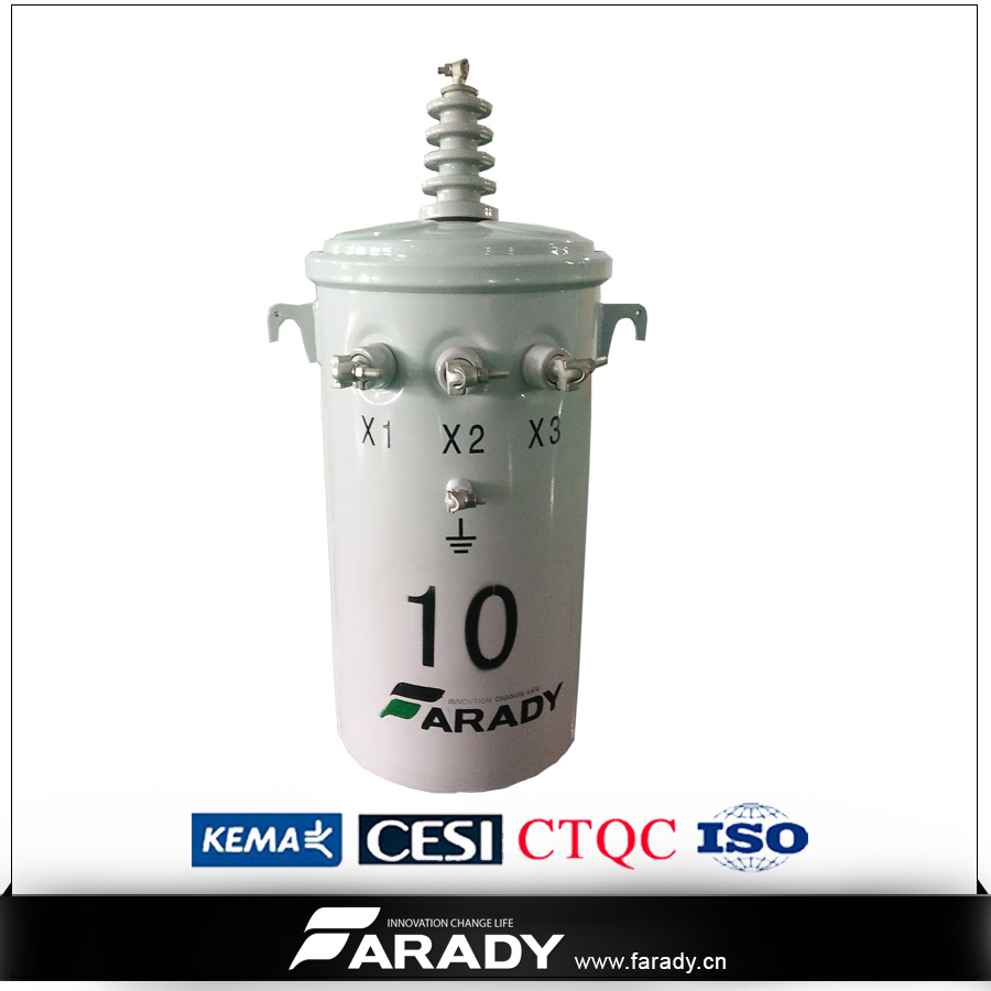 Oil Immersed 100kVA Power Pole Mounted Distribution Single Phase Transformer