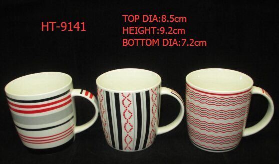 Hot Sell 340ml Ceramic Tea Mug Colorful Strips Designs More Designs Shapes Workable