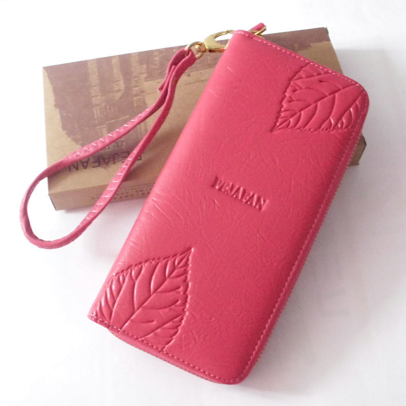 New Design Fashion Pink Lady's Wallet with Embossed Logo