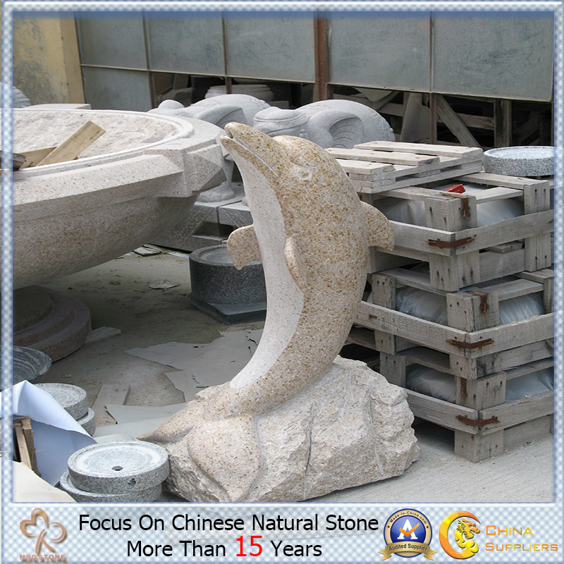 Natural Granite Stone Animal Carving with Dolphin Shaped