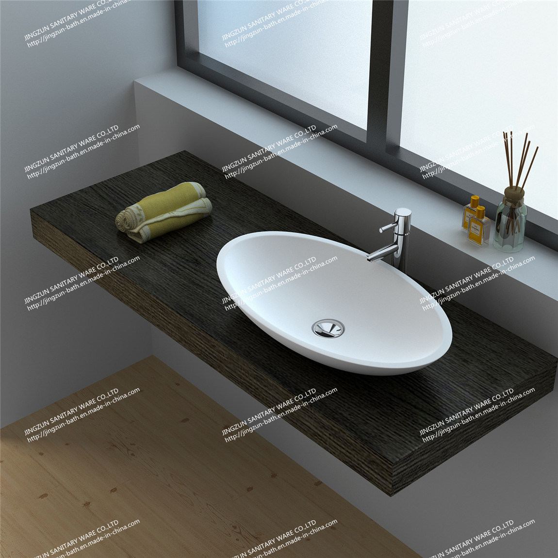 Modern Design Solid Surface Sink Mineral Casting Wash Basin/Sink (JZ9006)