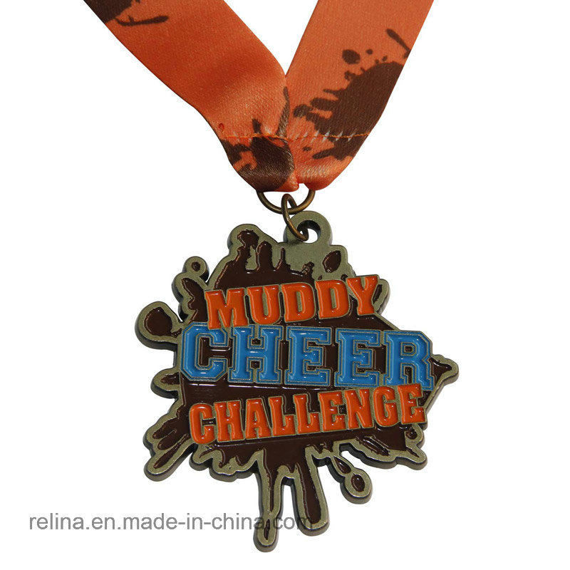 Customized Shape Marathon Sport Medal with Ribbon