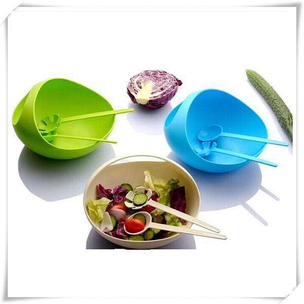 Plastic Salad Bowl with Spoons (VK15001)