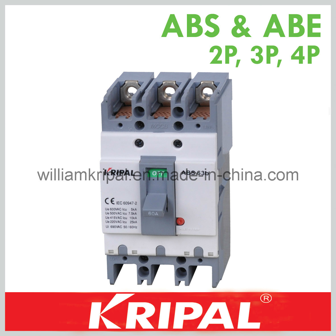 ABS63 60A 3p Power Distribution MCCB