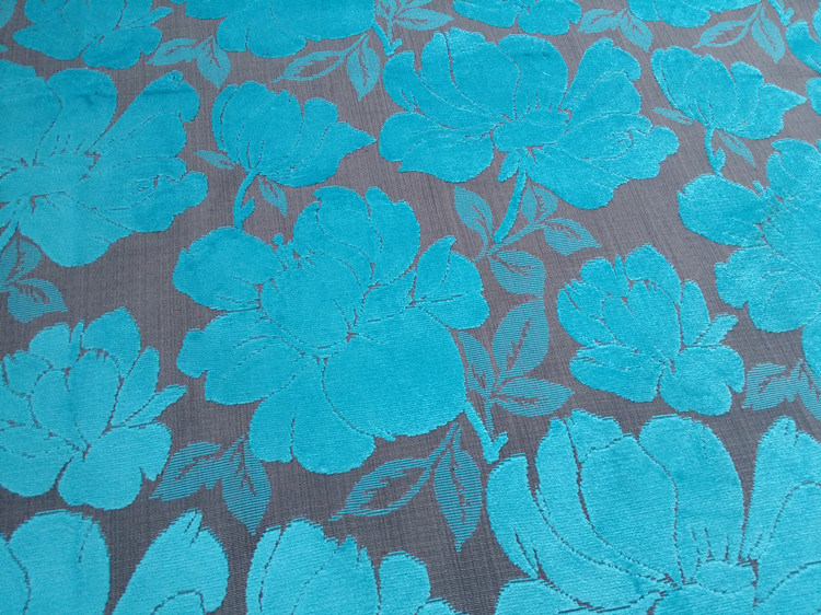 Modern Blue Floral Cut Pile Velvet Sofa Fabrics