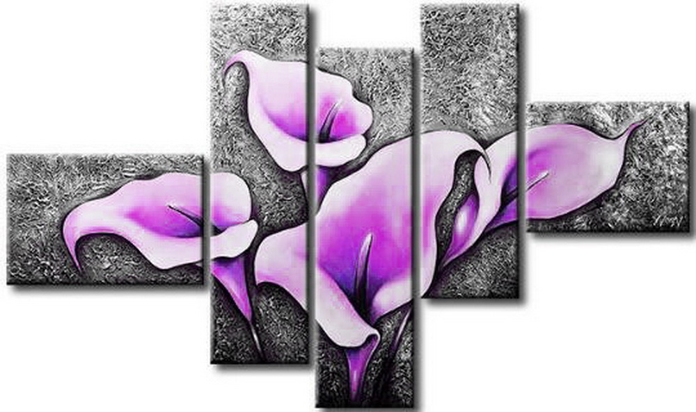 Handmade Purple Modern Flower Canvas Oil Painting