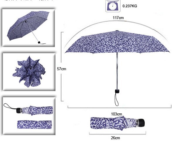 21 Inch 3 Folding Fashion Umbrella