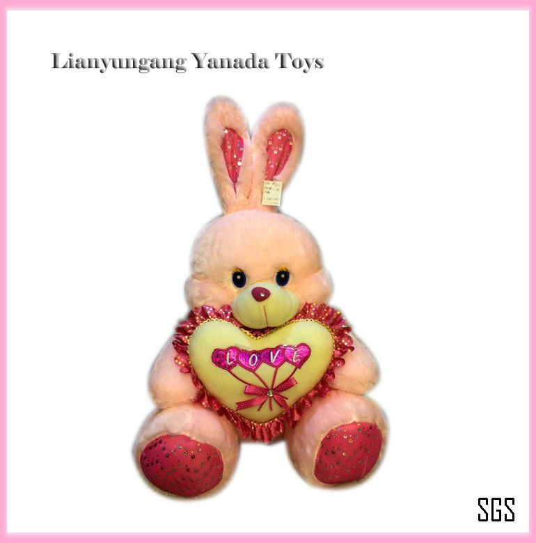 2014 Hot Lovely Plush Stuffed Soft Heart Rabbit Bunny Toy