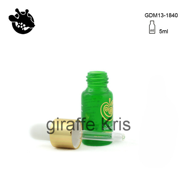 Empty 5ml Travel Green Glassware with Dropper for Eseentia Oil