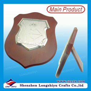 Nickel Plating Zinc Alloy Plaque, Home Decor Souvenir Wooden Shield Plaque, Award Plaques (LZY-P007)