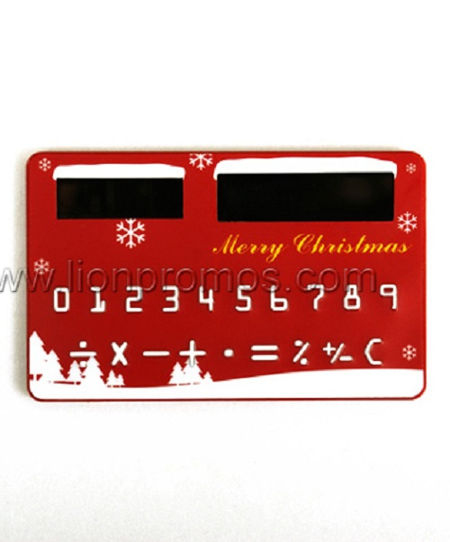 Christmas Promotional Git Card Shape Solar Power 8digits Pocket Calculator