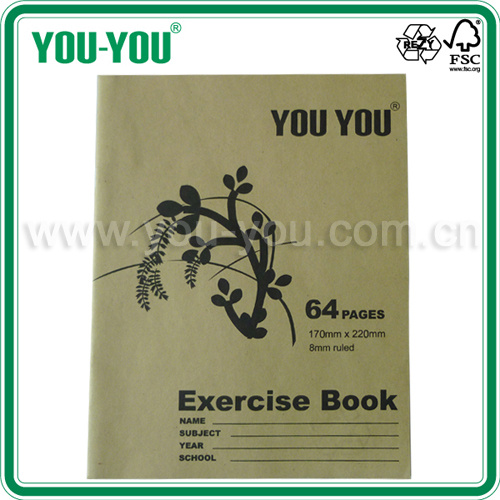 Recycled Paper Exercise Book, School Supply Paper Products, Stapled Exercise Book, 170x220mm, 48/64/96/128 Sheets (900349)