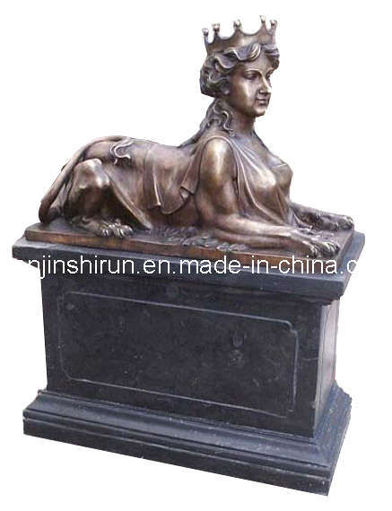 Bronze Casting Lady Lion On Marble Base (SL602)