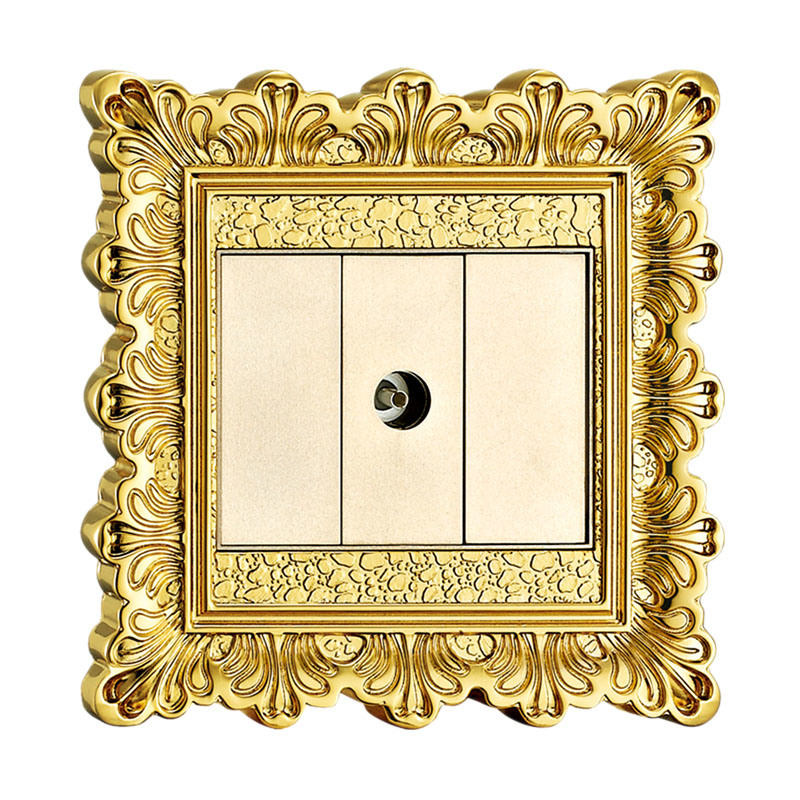 Brass TV Socket with Classic Patterns (YXC001 24K)