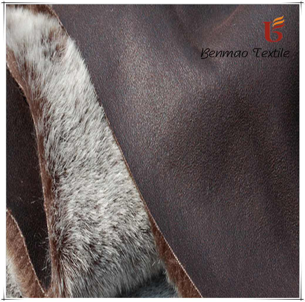 Polyester Suede Fabric Bonded Fake Fur for Winter Garment/Warmth Garment