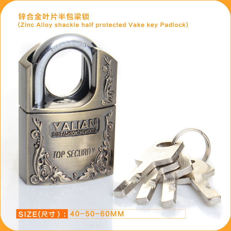 Zinc Alloy Shackle Half Protected Vane Key Padlock