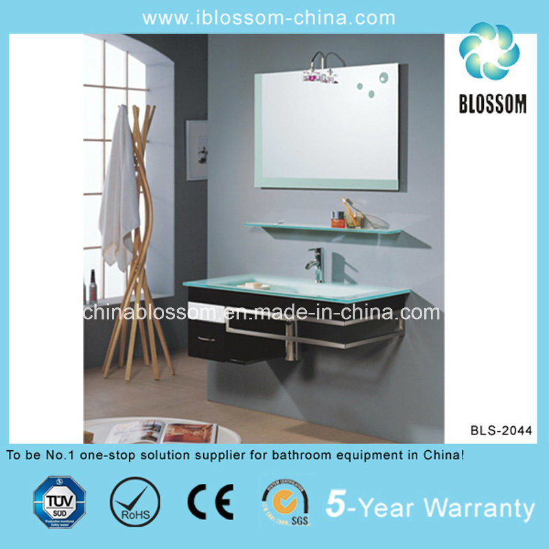 Simple Lacquer Tempered Glass Washing Basin Vanity with Mirror (BLS-2044)