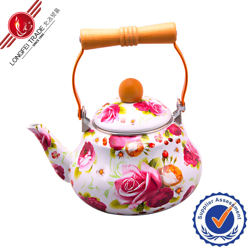 Enamel Cast Iron Teapot with Bakelite Handle