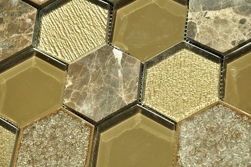 2015 Stylish Hexagonal Ice Ceramic Glass Mosaic Tile (OYT-S11)